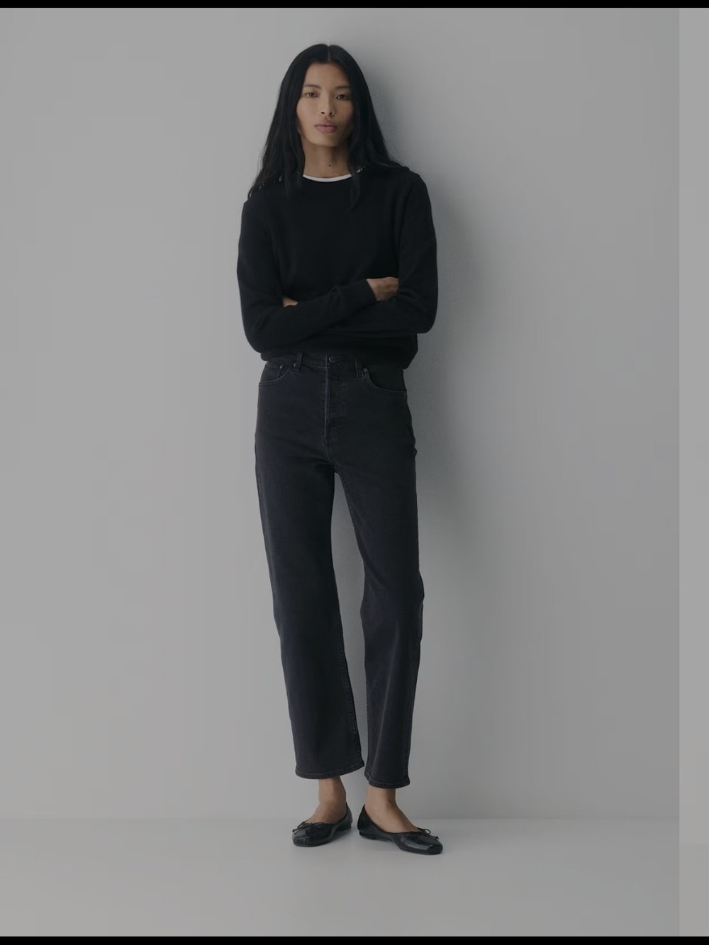 Denim Forum Aritzia Arlo Classic Hi-Rise Straight Leg Button Fly Jeans Black 24